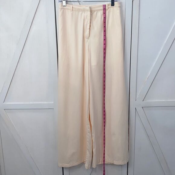 J.O.A. Women’s Wide-Leg Pants Skyline Cream Satin Open Leg Size Small - Picture 7 of 15